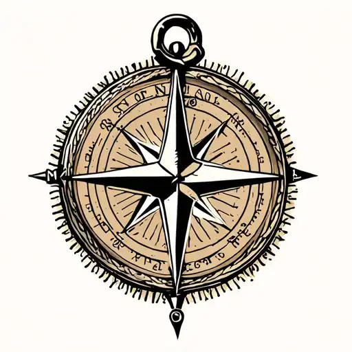 anchor compass tattoo design idea