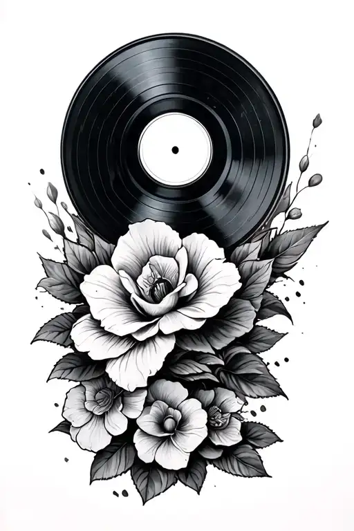 vinyl record tattoo design idea