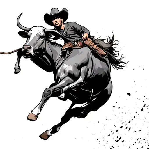 bull rider jumping tattoo design idea