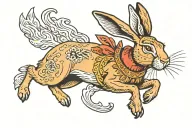 hare running tattoo design idea