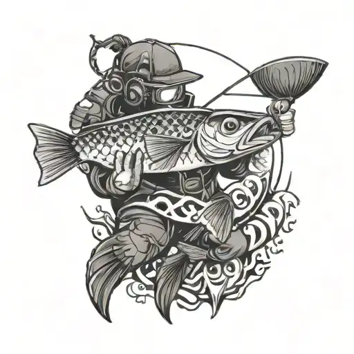 fishing, snowboarding, scuba diving, video gaming tattoo design idea