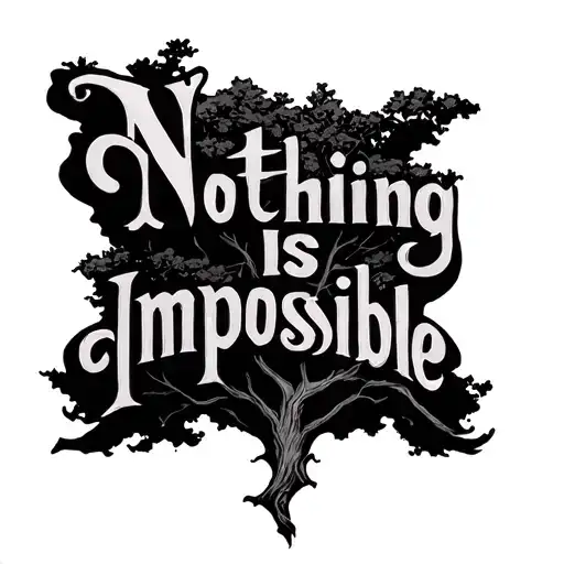 tattoo where the words 'Nothing is impossible' are arranged in a way that they form the shape of a poison tree tattoo design idea