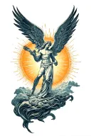 Greek mythology tattoo featuring Icarus and the sun tattoo design idea