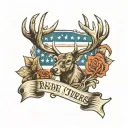 antlers rifle flag waving tattoo design idea