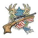 antlers rifle flag waving tattoo design idea