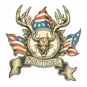 antlers rifle flag waving tattoo design idea