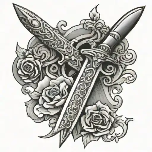 gothic dagger tattoo design idea