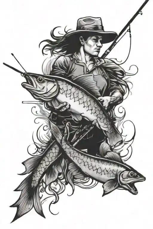 Fishing relationship tattoo design idea