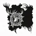 memorial for my mom and dad with deer antlers and hummingbird tattoo design idea