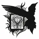 memorial for my mom and dad with deer antlers and hummingbird tattoo design idea