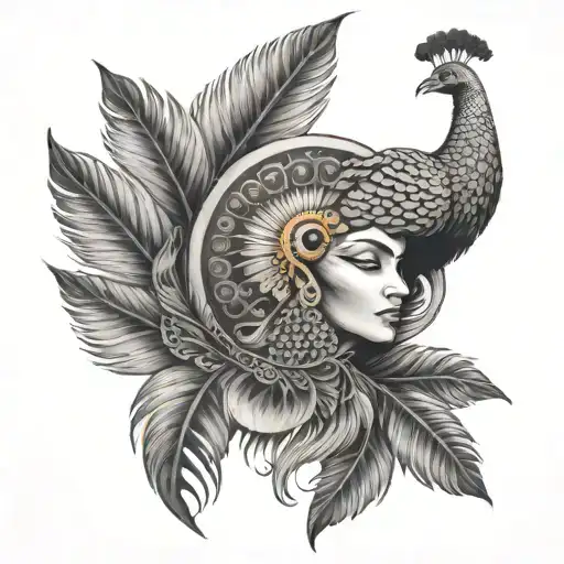 Shiv damru with peacock feather  tattoo design idea