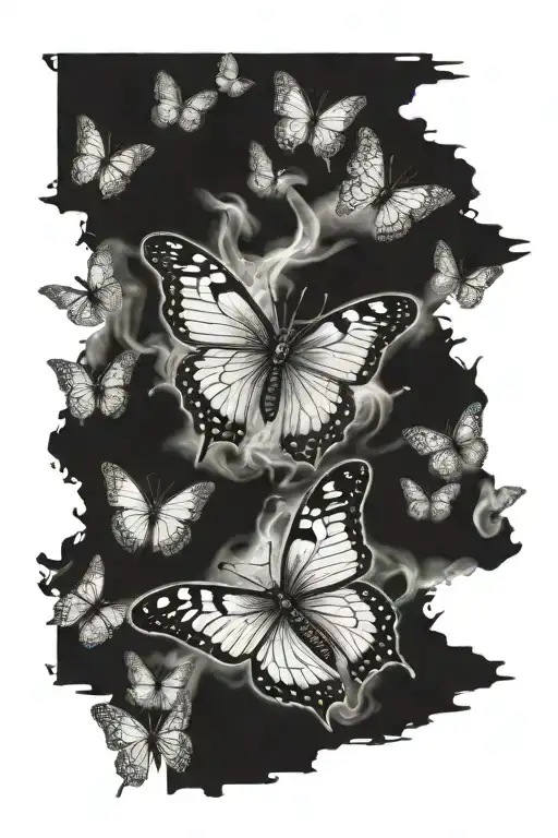W.A.Y.S, 444 angel numbers, 40k, and butterflies flying towards tattoo design idea