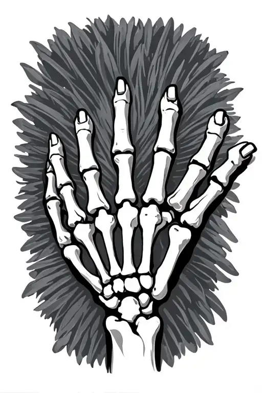 Human Skeleton hand reaching up towards tattoo design idea