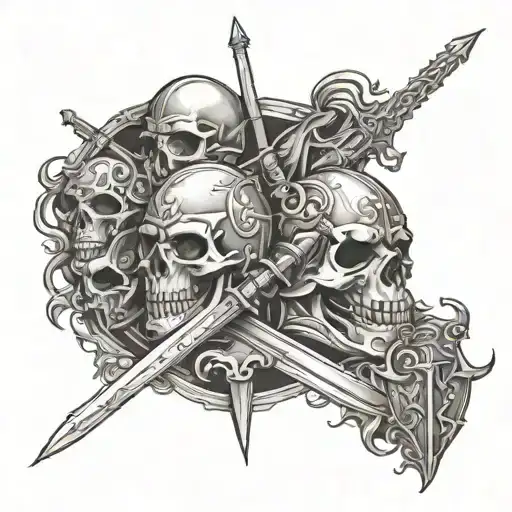skulls and knights tattoo design idea