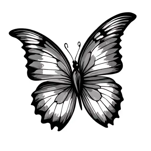 butterfly half is flowers tattoo design idea