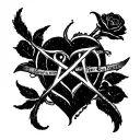 blickdio written on the spine with a heartagram  tattoo design idea