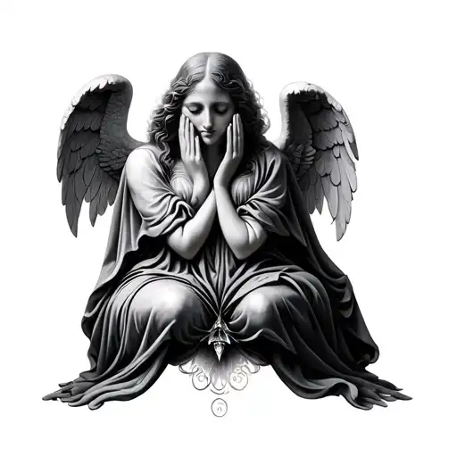 ethereal with 3 angels hear no evil speak no evil see no evil tattoo design idea