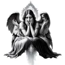 ethereal with 3 angels hear no evil speak no evil see no evil tattoo design idea