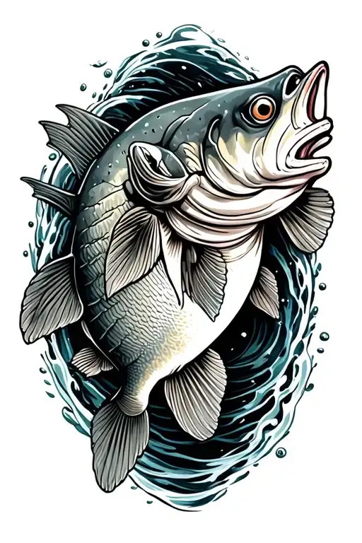 Fishing Memorial bass fish tattoo design idea