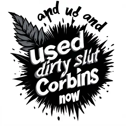 include these words exactly "used up and dirty slut and Corbins now " tattoo design idea