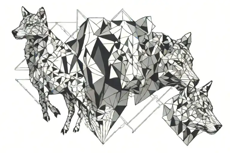 wealth, geometric, family, strong, animals, fatherhood, success tattoo design idea