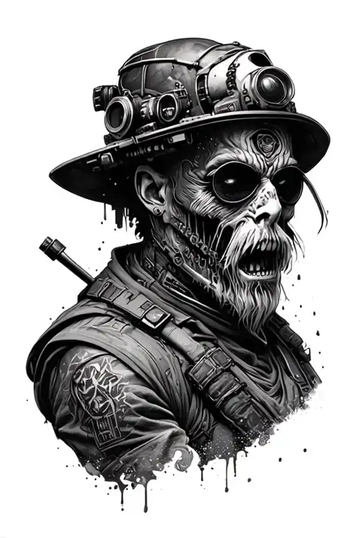 mad max post apocalyptic sleeve tattoo design idea