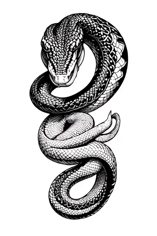 snake wrapping tattoo design idea
