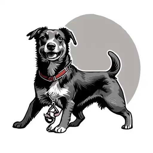 Man Walking Dog tattoo design idea