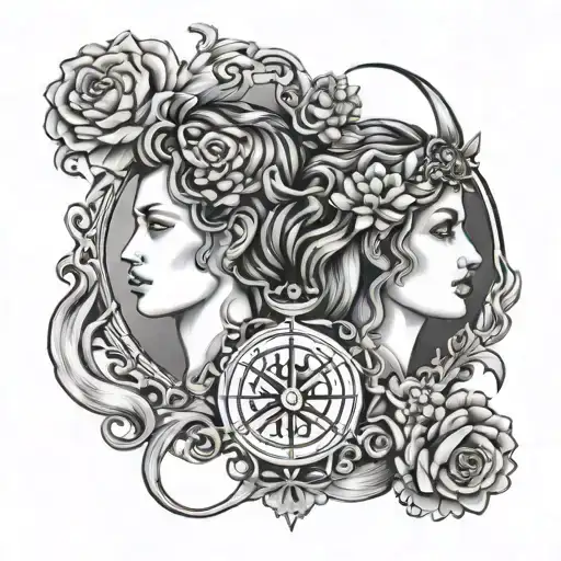 spritual peace family Leo Gemini and Virgo sign tattoo design idea