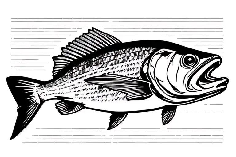 striped bass head on pompano body tattoo design idea