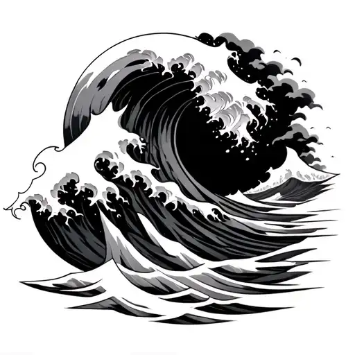 Tsunami tattoo design idea