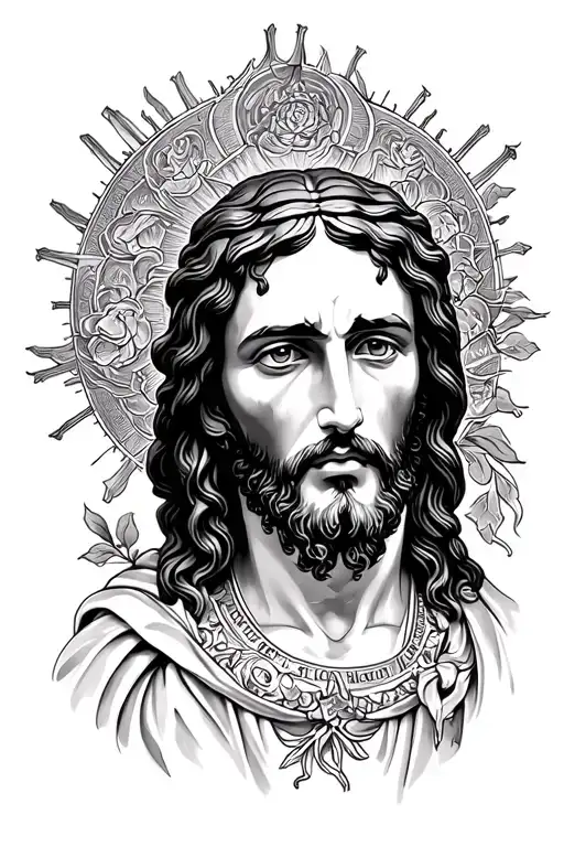 full sleeve jesus christ tattoo design idea