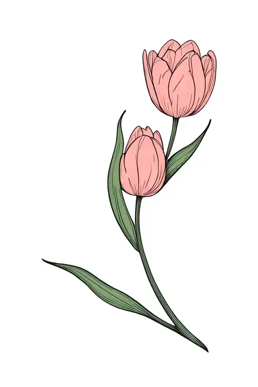 tulips leaves curved shape bending only fine line  tattoo design idea