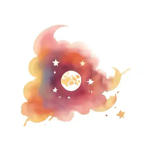 moon, sun, three stars tattoo design idea