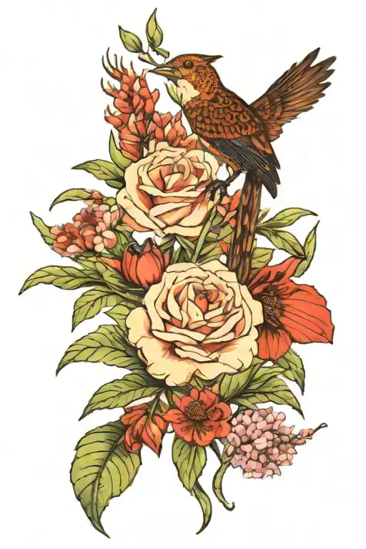 Australian flora fauna tattoo design idea