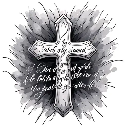 3 crosses bible verse written tattoo design idea