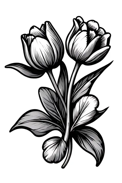 tulip and shamrock intertwined tattoo design idea