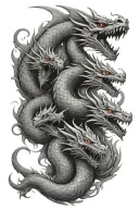 4 Headed hydra dragon tattoo design idea