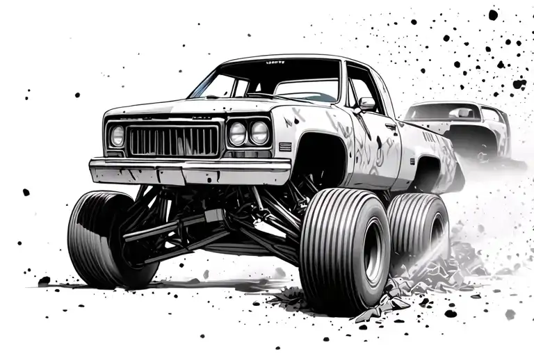 demolition derby wrecked cars driving tattoo design idea