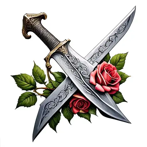 bible rose sword intertwined  tattoo design idea