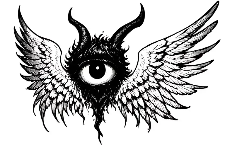 eage wings spread wide, devil eyes abou the wings  tattoo design idea