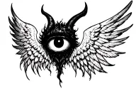 eage wings spread wide, devil eyes abou the wings  tattoo design idea