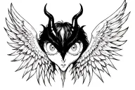 eage wings spread wide, devil eyes abou the wings  tattoo design idea