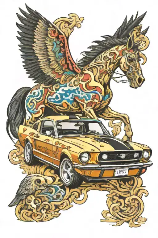 socialist realism 2006 ford mustang tattoo design idea