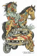 socialist realism 2006 ford mustang tattoo design idea