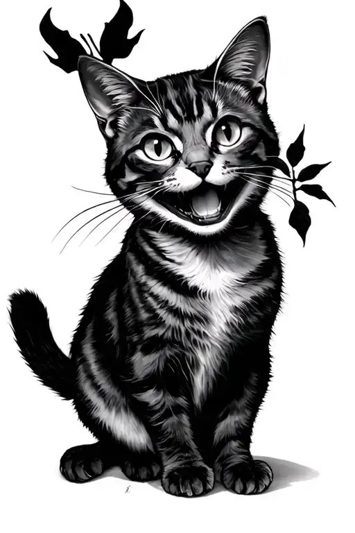Alice grin cat in Wonderland Dark tattoo design idea