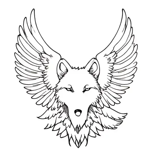 Wolf with eagle with wings tattoo design idea