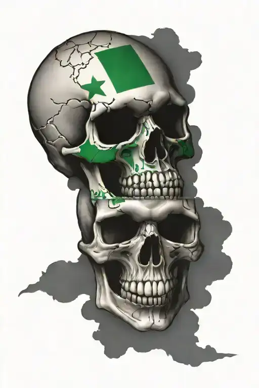 Nigerian flag on a skull tattoo design idea