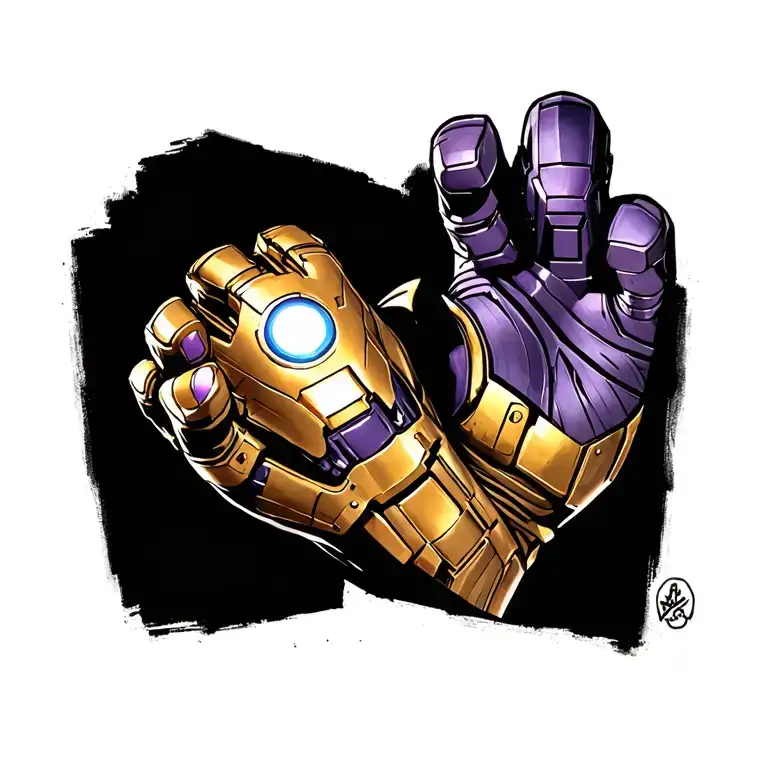 thanos infinity gauntlet snap tattoo design idea