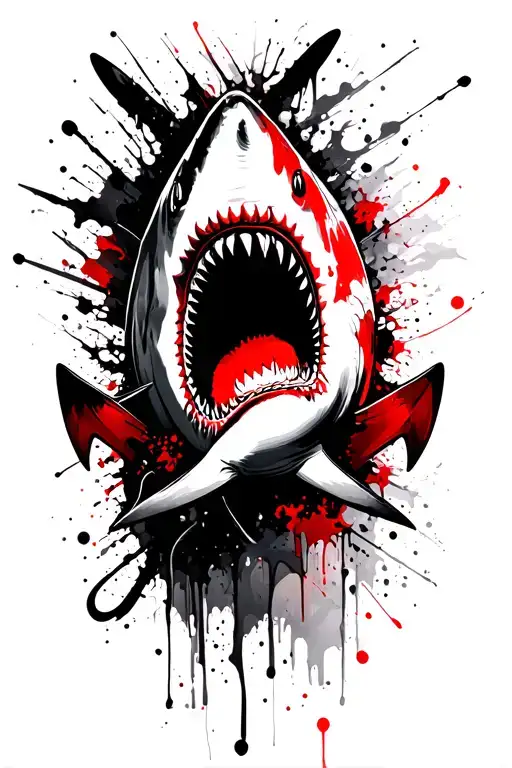 shark, anchor intertwined tattoo design idea